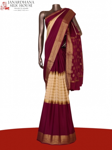 Pure Veldhari Zari Lines Mysore Crepe Silk Saree